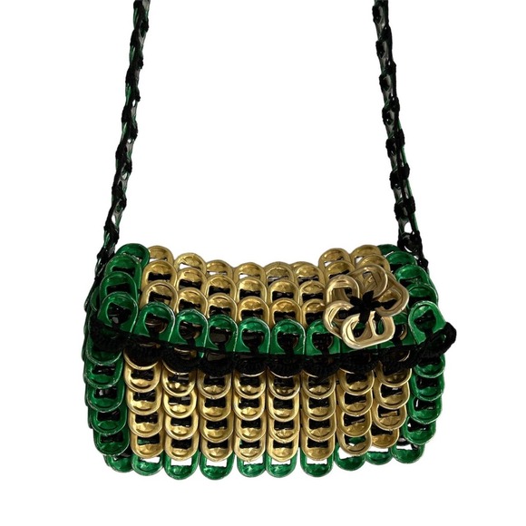 Handmade Vintage Artsy Bottle Cap Crochet Cross Body Purse One Of A Kind - Picture 1 of 4